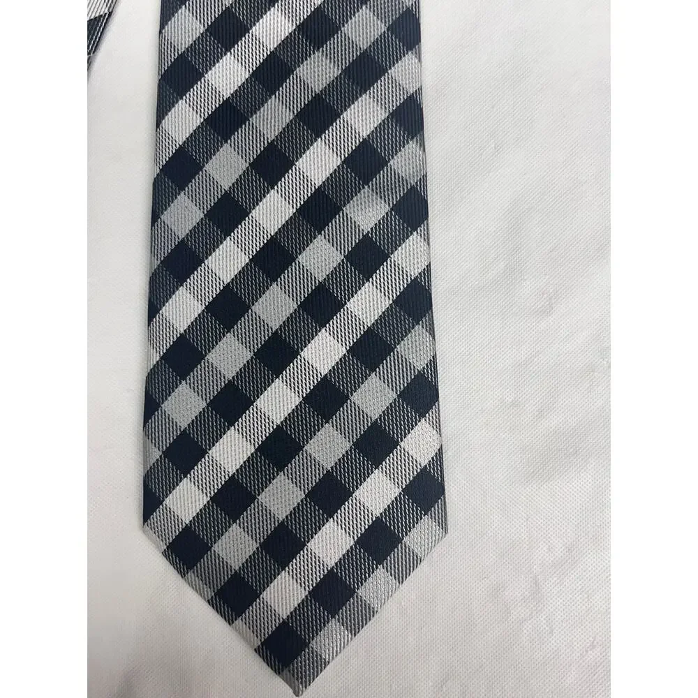 DANIEL Hand Made Tie - Black & White Checkered - Slim Necktie 2.5